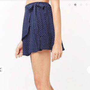 Polka dot wrap mini skirt